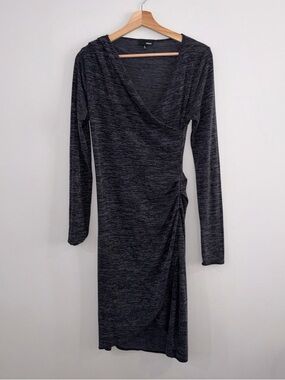 Wilfred Charcoal Heather Wrap-Effect Long Sleeve Dress